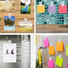 Self-Adhesive Clips, Wall Tapestry Clips, Plastic Adhesive-Backed Clips, Small-Sized Hook Spring Clips, Double-Sided Adhesive Spring Clips, Suitable For Posters, Photo Paper, Banner Hooks, For Home And Office Use, Adhesive Shape Randomly Dispatched - Clear - View 6