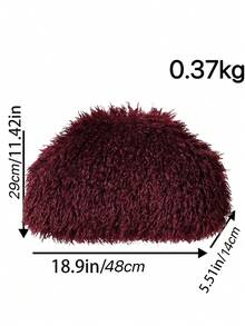 Dedoo Women's Cloud Clutch Bag, Solid Color Long Curly Faux Fur, Magnetic Closure, Portable, Avant-Garde Y2K Style, Suitable For Party And Date, Autumn/Winter Women's Style - Burgundy - View 5