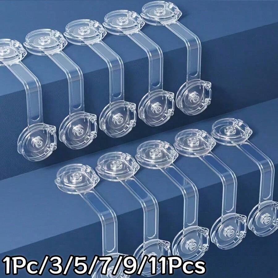 1Pc/3/5/7/9/11Pcs Transparent Long Lock - No Drilling Adjustable Drawer, Cabinet And Refrigerator Door Lock, Anti-Theft, Multi-Angle Flexible Design, Suitable For Various Home Scenarios
