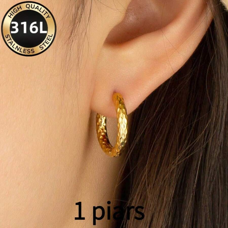 High-Quality Stainless Steel Earrings, Hypoallergenic 316L Ear Posts, Elegant Classic Jewelry Earrings, Suitable For Daily Wear, Holidays, Vacation Parties - Gold - View 1