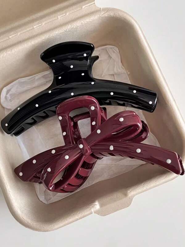 2pcs/1pc Women's 11cm/4.33in Black/Red Lightweight Plastic Hair Claw, Fashionable Ins Style Versatile Premium Elegant Exquisite Minimalist Solid Color Hair Clip, High Elasticity Hair Accessory For Thick/Coarse Hair, Suitable For Daily Wear, Casual, Party, Commute, Vacation, Ponytail, Updo, Face Washing, Bathing, Makeup, Outfit Matching, Photography, Hair Styling Accessory