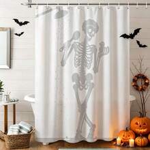 1pc Skull Shower Curtain, Vintage Design, Waterproof Bath Curtain, Suitable For Bathtub Partition, Bathroom Decor And Bathroom Accessories, Home Decor Gift - Multicolor - View 2