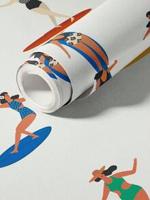 ihomeli 1 Roll Surfer Wallpaper, White Soul Surfer Self-Adhesive Wallpaper, Waterproof Roll, Easy To Apply, Decorative Wall Sticker, Suitable For Room, Bathroom, Kitchen, Cabinet And Other Home Surface Wall Renovation - Multicolor - View 9