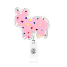 1pc Animal Silhouette Acrylic Retractable Badge Reel With Glitter Colorful Spotted Design Office Badge Holder - Multicolor - View 3