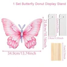 1 Set Pink Butterfly Shaped Wooden Donut Stand, Butterfly Shaped Donut Display Rack Frame, Birthday Table Centerpiece Decoration, Birthday, Anniversary, Baby Shower, Bridal Shower, Wedding Decoration Donut Stand - Butterfly - View 2