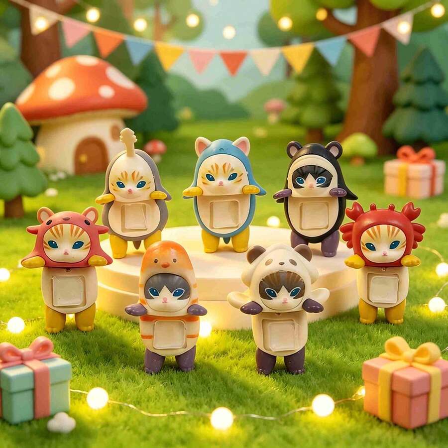 mofusand 1pc Hot‑Selling Lying‑Pose Blind Box, Cats Transformed Into Tiny Marine Creatures, Nice Present For Family, Friends And Classmates, Enjoy Fun Unboxing Experience, Photo‑Worthy Desktop Piece(Stochastic Style) - Multicolor - View 1