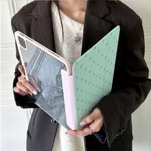 1pc Cute Mint Green & Grey Star Print Tablet Protective Case, Foldable Stand, Multi-Angle Viewing, Suitable For Work & Entertainment, With Pen Slot, Compatible With IPad Pro 2024/Air M3/A16 2025, Compatible With Xiaomi, MatePad - Multicolor - View 2