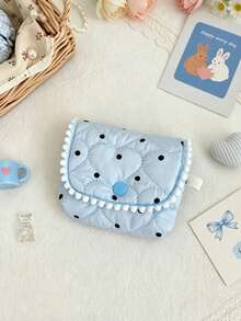 Cute Quilted Coin Purse Women's Earphone Storage Pouch Small Storage Bag Sweet Dot & Plaid Bear Pattern Pouch For Earbuds Lipstick Small Accessories - Multicolor - View 7