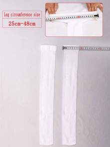 1/2/5 Pairs Women's 80D Velvet Solid Color Over-The-Knee Stockings - White - View 2