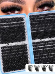 720/666/648/708/684/576/200pcs Large Capacity False Eyelashes, Portable False Eyelash Book, Suitable For Beginners, Soft Natural Look, Thick Fluffy Single Cluster Eyelashes, Long-Lasting Lightweight, Suitable For Daily Makeup, Home DIY, Classic Segmented Eyelashes - D - View 3