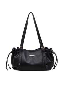 Tas Tote Lipat Retro Nicekee Kapasitas Besar dengan Tali Bahu Berdesain Berpori, Cocok untuk Wanita Saat Bepergian, Kencan, dan Menonjolkan Kepribadiannya - Hitam - View 7