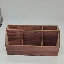 1pc 5-Compartment Wooden Coffee Bar Organizer, Vintage Country Style Countertop Storage Box, Suitable For Coffee Capsules, Coffee Cups, Spoons And Accessories, Farmhouse Style Kitchen Coffee Station Decor - Multicolor - View 6