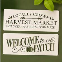 10Pcs Farmhouse Fall Thanksgiving Harvest Pumpkin Blessed Rustic Pattern Painting Stencils Reusable PET Plastic Templates For Wood Signs Wall Fabric Canvas DIY Crafts - Sets - View 3