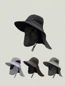 Men's Wide Brim Sun Protection Bucket Hat With Face Mask, Breathable Mesh, Quick-Dry UV Protection, Suitable For Outdoor Fishing, Hiking And Travel - Multicolor - View 5