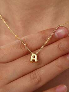 1pc Fashion Copper A-Z English Initials Perforated Pendant Multi-Layer Necklace, Women's Daily Casual Wear Personalized Necklace Collarbone Chain - Multicolor - View 1