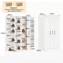 Kitchen Cabinet With Spice Rack, Spacious Double-Door Cabinet With 4-Tier Vertical Pull-Out, Adjustable Shelves And Modern Design – 150 * 78 * 40 Cm, Black - White - View 4
