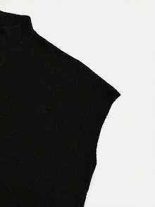 Women's Burgundy Stand Collar Batwing Sleeve Single-Breasted Knit Cardigan, Autumn/Winter Layering, Daily Date French Romantic Style - Black - View 7