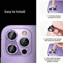(Gold Diamond Pattern) Suitable For 11/11 Pro/12 Mini/13/14 Plus/15/16 Pro Max/16e/17/17 Pro/17 Pro Max/17 Air, Luxury Gold Glitter Sticker, Scratch-Resistant, High-End Lens Film - Gold - View 10