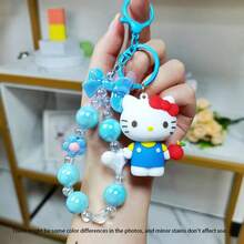 1pc Cartoon Flower Beaded Sanrio Keychain Doll Pendant Hello Kitty Phone Chain Bag Charm Kuromi Beaded Chain - Multicolor - View 13