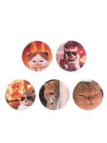 1pc/5pcs Cute Cat Pattern Women Enamel Brooch, Fun Quirky Badge, Lapel Pin For Bags & Clothes, Daily Outfit Accessory, Gift For Friends - Multicolor - View 6