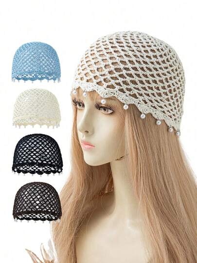 Handmade Crochet Hollow Knitted Hat, Women's Bohemian Style Breathable Knit Bucket Hat, Elegant Vintage Breathable Fashion Headwear For Summer,Retro Party, Wedding, Bridesmaid, Travel, Suitable For Bohemian Beach Vacations And Everyday Wear.