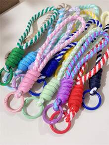 10/20Pcs Random-Colorful Nylon Rope DIY Handmade Weaving Set,Material For Woven Keychains And Backpack Ornaments,Great Choice For Valentine's Day Gift - Striped Nylon Rope With Buckle - View 2
