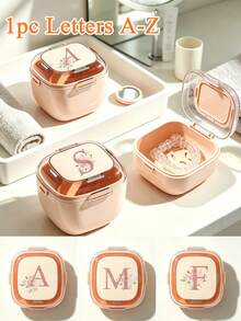 10/1pc A‑Z Letter‑Printed Square Dental Retainer Box,Flip‑Top Portable Storage Container Brace Box, Easy‑To‑Clean Denture Bath Case, Invisible Aligner Box, Perfect For Daily, Vacations, Back‑To‑School & All‑Season Oral‑Care Use Brace Box Christmas - Multicolor - View 11