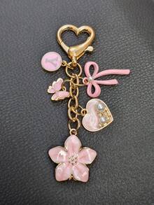 1pc 26 Letter Enamel Floral Keychain Pendant, Creative Key Ring Decorative Accessory, Car Key Chain, Bag Charm, Suitable For Friends, Family, Valentine's Day Gift, Birthday Gift, Holiday Gift, Party Favor - Multicolor - View 20