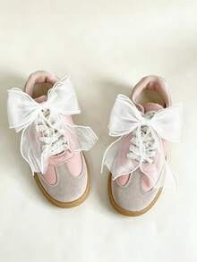 2PCS Soft Glow Translucent Ribbon Bow Shoe Charms, Versatile Decoration For Mary Janes, Sneakers, Clogs, Detachable DIY Fairy-Like Mesh Shoe Flowers - White - View 3