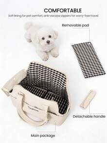 1 PC Breathable Pet Carrier Bag Dog Carrier For Small Dogs Rabbit Cat With Large Pockets, Cotton Bag, Dog Carrier Soft Sided, Collapsible Travel Puppy Carrier Outdoor Camping & Field Bag For Small Dogs Removable And Washable Car Comfortable Pet Seat - Multicolor - View 3