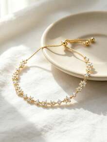 Sparkling Cherry Blossom Pull Bracelet, Small Flower Series, With Decoration - Multi-Functional High-End Accessory From Ins-Inspired Niche Series, Perfect For Elegant - A - View 4