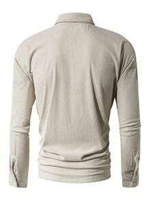 Men's Old Money Style Corduroy Textured Shirt - Apricot - View 4