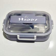 3-Compartment Large Capacity Stainless Steel Inner Liner High-End Minimalist Elegant Style Daily Happy Lunch Box/Bento Box Suitable For School/Work/Camping/Hiking/Business Trip - Purple - View 9