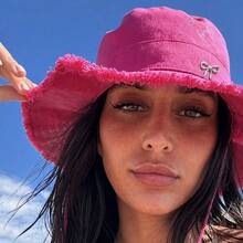 Letter Label Frayed Brim Bucket Hat, Fashionable Versatile Lightweight Bucket Hat - Multicolor - View 13