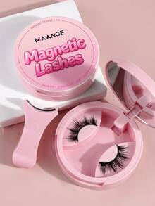 MAANGE 1 Pair CC Curl Magnetic False Eyelashes Set, With Reusable Eyelash Applicator, No Glue Needed, Cartoon Style False Eyelashes, 1 Eyelash Applicator, Perfect Fit For Eye Contour, Natural Cartoon Style False Eyelashes, Mixed Design, 3D Dense False Eyelash Strips, Create Charming Lifted Eye Makeup, Eyelash Extension Set, Women's Gift, Summer Travel Essential (First-Time Wear Of Magnetic False Eyelashes May Require Multiple Attempts) - Multicolor - View 3