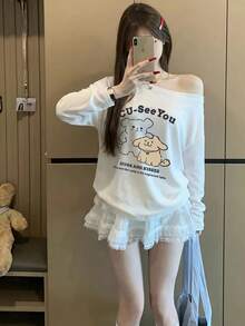 Women's New Spring/Autumn Top, Casual Elegant Loose Slimming Back To School Daily Commute Fashion Top White - White - View 3