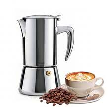 Crystals Stainless Steel Moka Pot Stovetop Coffee Maker - Silver - View 10