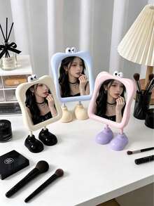 OBOVAY Cute Cartoon Desktop Makeup Mirror With Stand, High-Definition Ins-Style Princess Vanity Mirror, Large Base Support, Portable For Bedroom And Dorm, Cute Room Decor, Back To School Dorm Essential, Great Gift For Girls, Home Decor Ornament - Multicolor - View 10