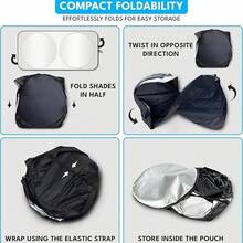 1pc Cool 2 Cats Car Sunshade, Polyester Fiber Material, Durable 190T UV Blocking And Heat Protection Interior Accessory, Suitable For Various Car Models Front Windshield, Heat Insulation And Privacy Protection, Keeps Your Car Cool, Foldable For Easy Storage - Two Handsome Cats - View 8