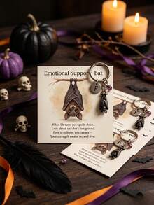 1pc Bat Shaped Inspirational Keychain Set, Suitable For Encouragement, Party Favors Or Holiday Gifts, Applicable For Birthday Parties And Various Occasions - Multicolor - View 1