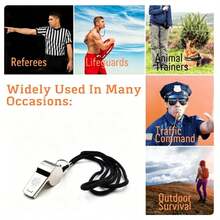 Stainless Steel Whistle, Loud Metal Whistle With Lanyard, Suitable For Referees, Coaches, Lifeguards, Survival, Emergency, Football, Basketball, Hockey And Other Sports. - Multicolor - View 6