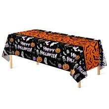 1 buah/3 buah Taplak Meja Plastik Sekali Pakai Halloween, Desain Kontras Hitam & Oranye dengan Motif , Hantu, dan Kelelawar, Suasana Meriah, Cocok untuk Dekorasi Pesta Halloween, Taplak Meja Makan di Luar Ruangan 130*274cm - MultiWarna - View 7