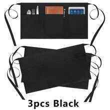 5pcs Black Waist Apron With 3 Pockets, Suitable For Waiters, Housewives, Cleaners, Protective Clothing - Multicolor - View 15