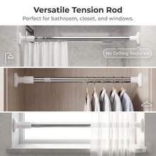 Black & White Anti-Slip Rubber End Caps, Rotating Adjustable Length To Fit Different Spaces, Tool-Free Quick Installation, Home Curtain Hanging & Laundry Drying Storage Gadget, Modern Minimalist Style Versatile - View 7