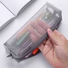 1pc Minimalist Transparent Large Capacity Mesh Pencil Case, Study Stationery Small Gift, Student Exam Signature Pen, Neutral Pen And Other Office Study Supplies Storage Pencil Box, Multi-Functional Lightweight Compact Portable Storage Bag, Back To School Essential, Pencil Case, School Supplies Bag - Multicolor - View 6