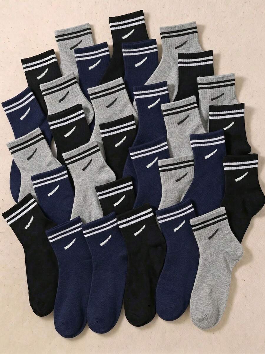 10/20 Pairs Comfortable Kids Crew Socks, Fall Winter All-Season Wear, Halloween Christmas Socks, Applicable For Various Sports, School Daily Outfits - Multicolor - View 1