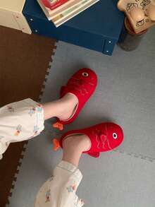 XIXITIAO Cute Carp Novelty Home Slippers, Lightweight Cozy Warm Closed‑Toe Indoor House Slippers For Winter - Red - View 8