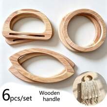 6pcs Bag Handles - Round Oval Leaf Shape, Suitable For DIY Crochet Bags, Knitted Handbags, Woven Tote Bags Replacement Accessories, Rustic Wooden Handles, Suitable For Handmade Craft Projects, Crochet Knitting And Woven Handbags, DIY Wallet Making - Multicolor - View 10