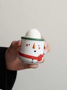 1pc Christmas Santa Claus Ceramic Egg Cup, Snowman Ceramic Egg Cup, Creative Exquisite Hand-Painted Egg Cup, Practical, Suitable For Restaurant Kitchen Egg Tableware, Dining Table Coffee Table Decoration Ornament, Tableware, Christmas Holiday Decoration - Multicolor - View 9