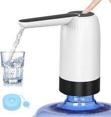 Dispensador de agua potable Myvision para garrafón de 5 galones, dispensador de agua portátil para botella de 3 galones, bomba eléctrica USB para botella de agua, interruptor para garrafón de 2-5 galones (blanco) - Blanco - Ver 1